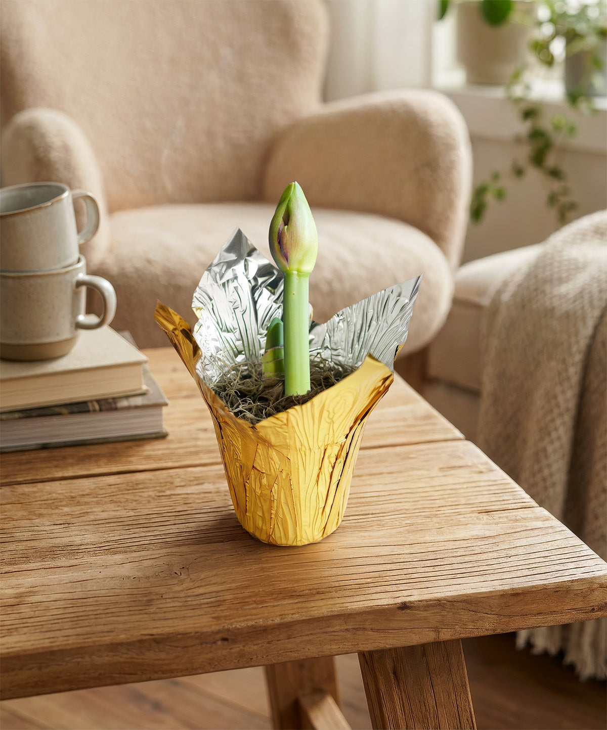 White Amaryllis in Gold Foil