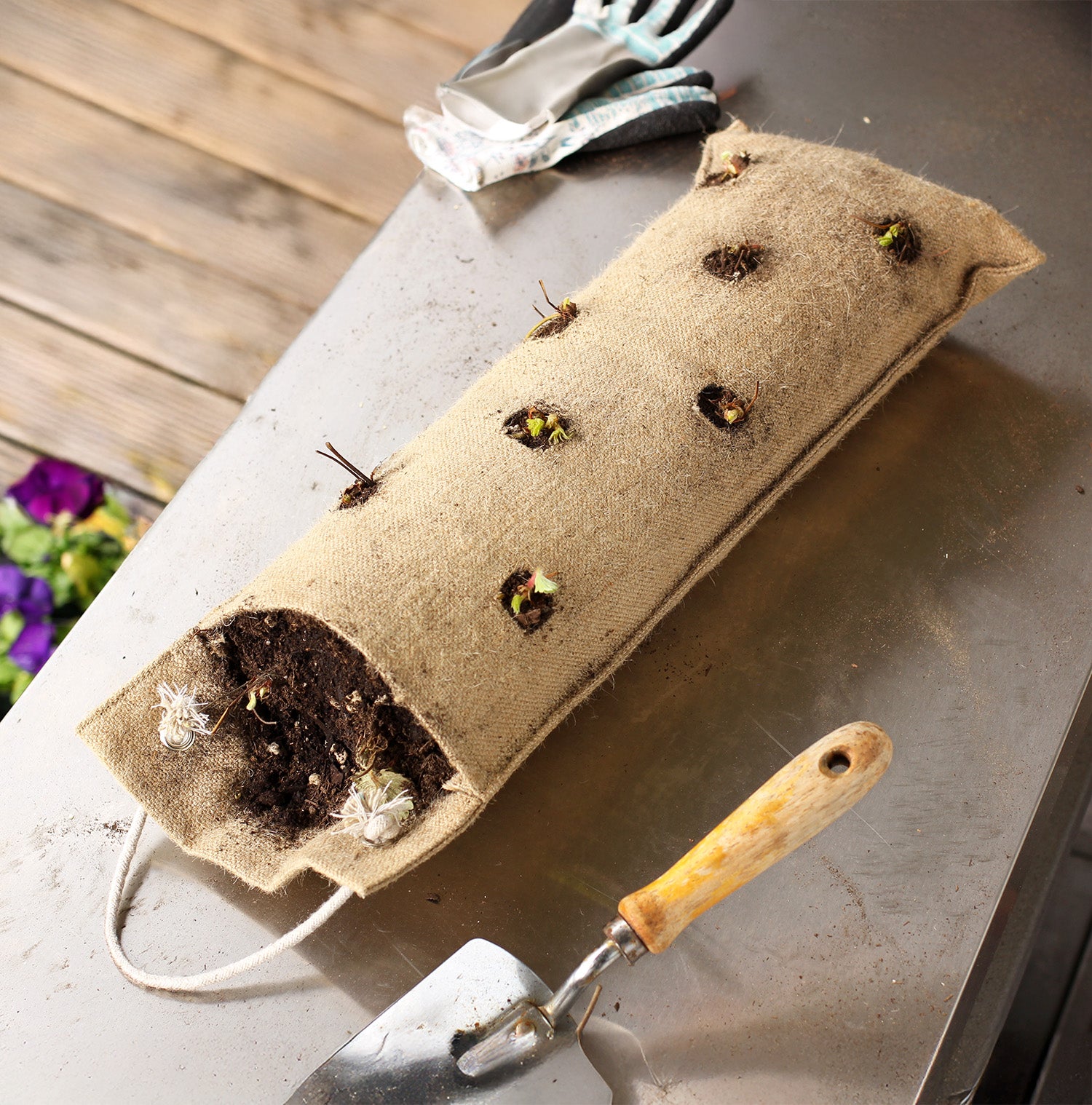 Hang & Grow® Burlap Hanging Bag - 1" Holes
